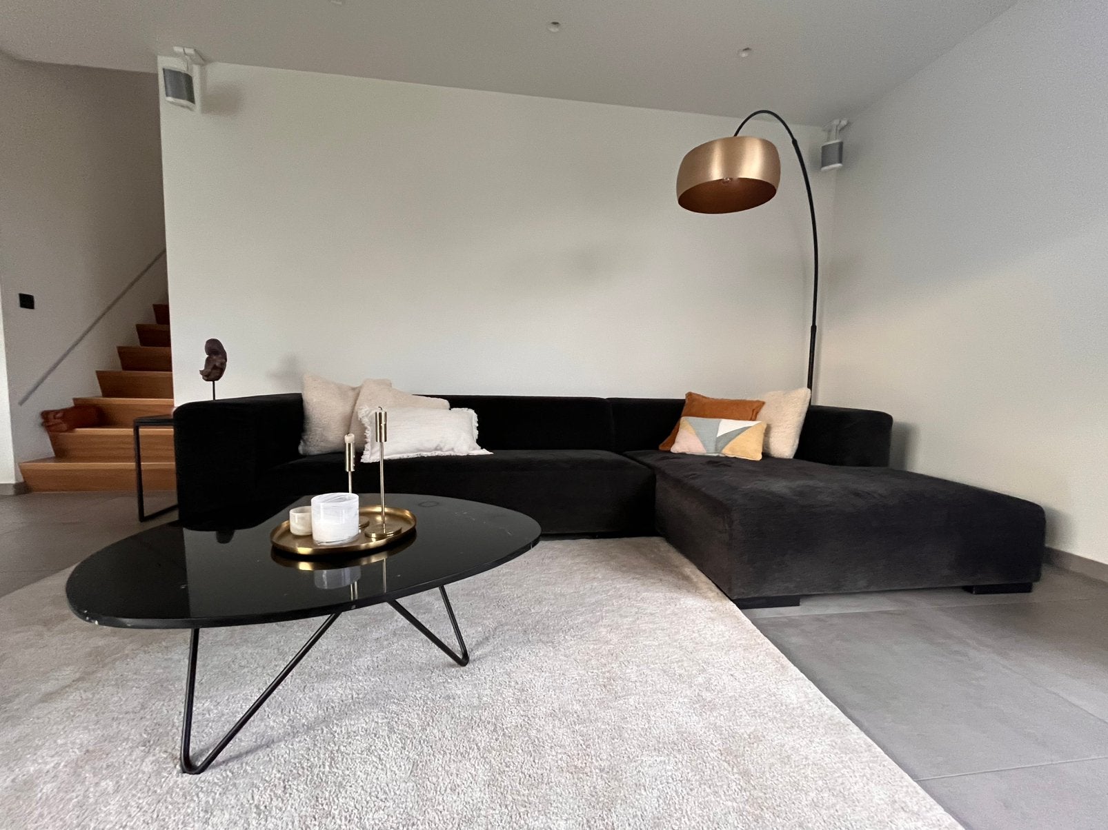 Sofa donkergrijs  met chaise longue rechts, Enlèvement