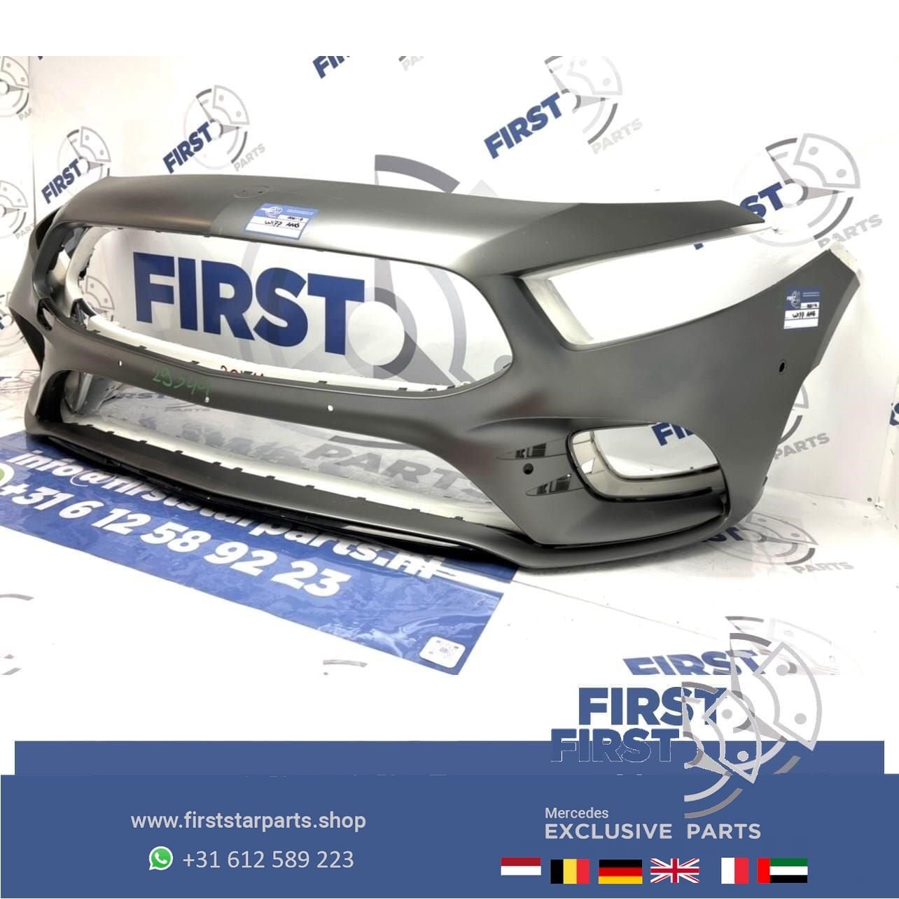 W177 BUMPER Mercedes A Klasse AMG VOORBUMPER WIT GRIJS ZWART, Gebruikt, -, Voor, Ophalen of Verzenden