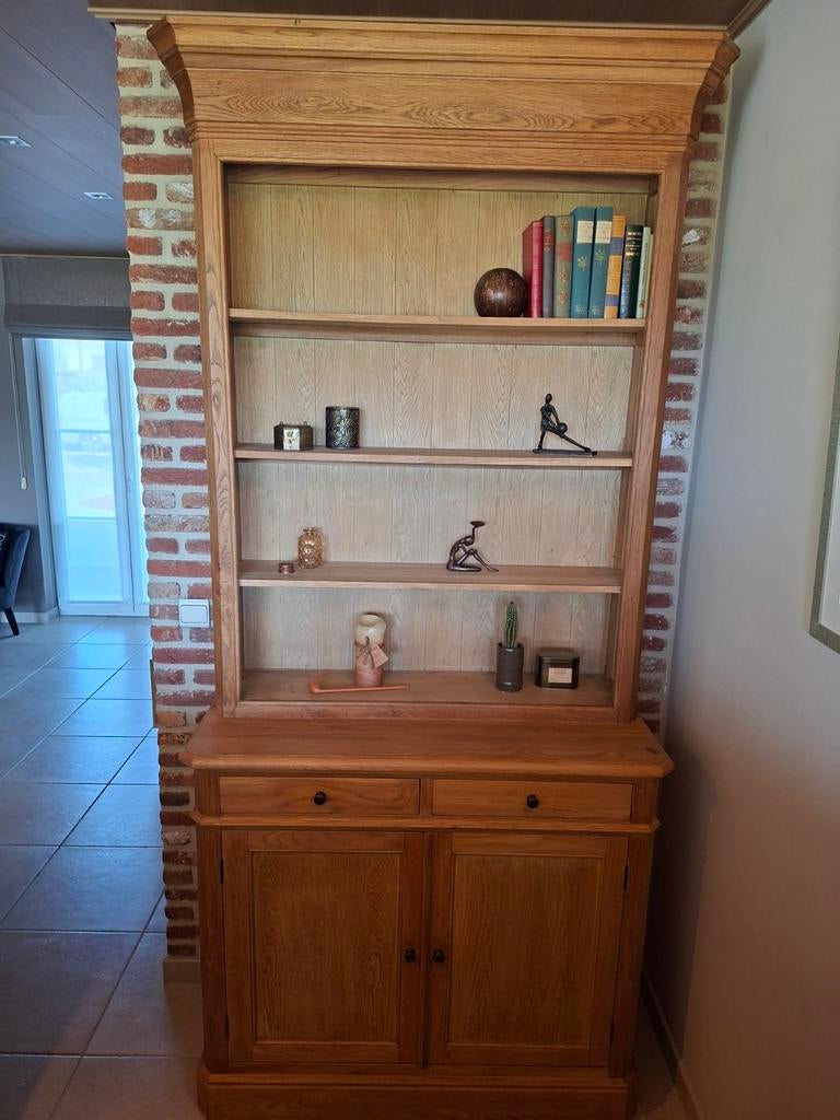 Massieve eiken (boeken)kast landelijke stijl topkwaliteit, Ophalen