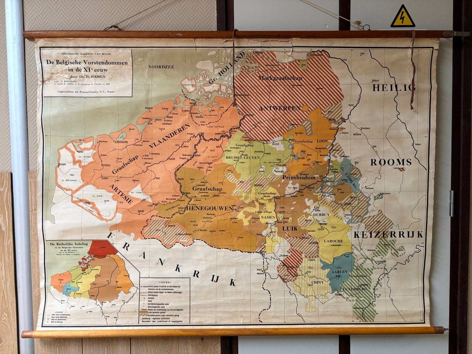 Belgische historische school-/wandkaart, Antiek en Kunst, Antiek | Schoolplaten, Ophalen, Geschiedenis