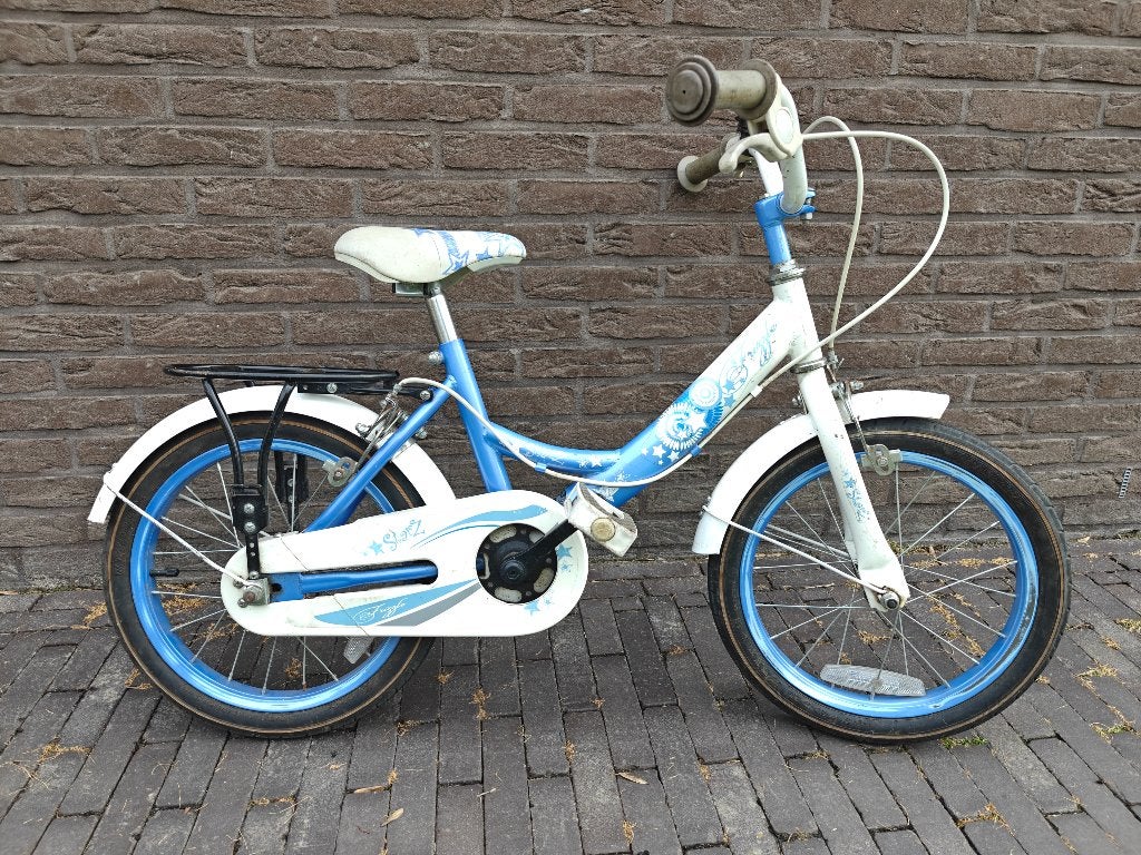 Blauw/Witte meisjesfiets Starz Frizzle - 16 Inch, Vélos & Vélomoteurs, Vélos | Filles, Starz, Frein sur jante, Enlèvement, Utilisé