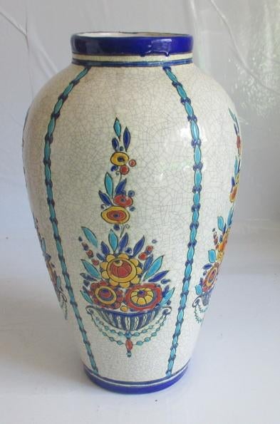 vase art déco Boch Keramis Catteau motif floral 179, Antiquités & Art, Envoi