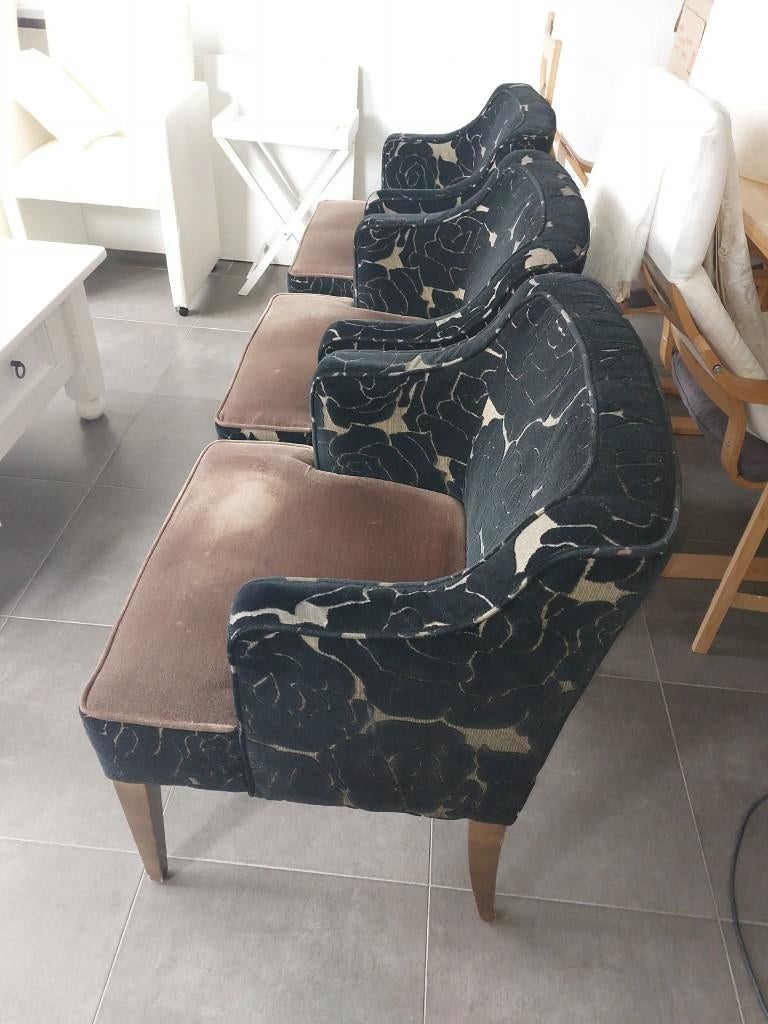 3 fauteuils, stoelen met Armleuning in velours, Huis en Inrichting, Ophalen, Stof