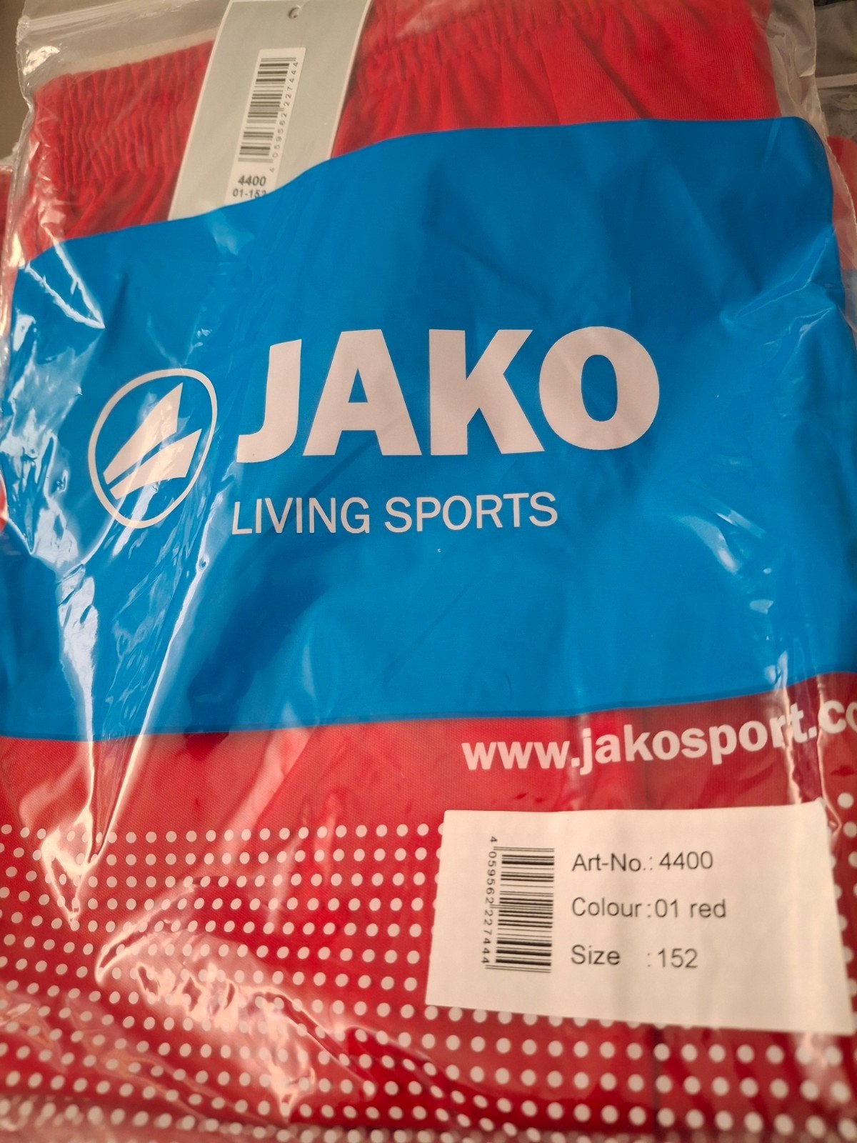 Rood voetbalbroeje Jako mt 152 artnr 4400 colour 01 red, Sports & Fitness, Football, Taille XS ou plus petite, Enlèvement ou Envoi