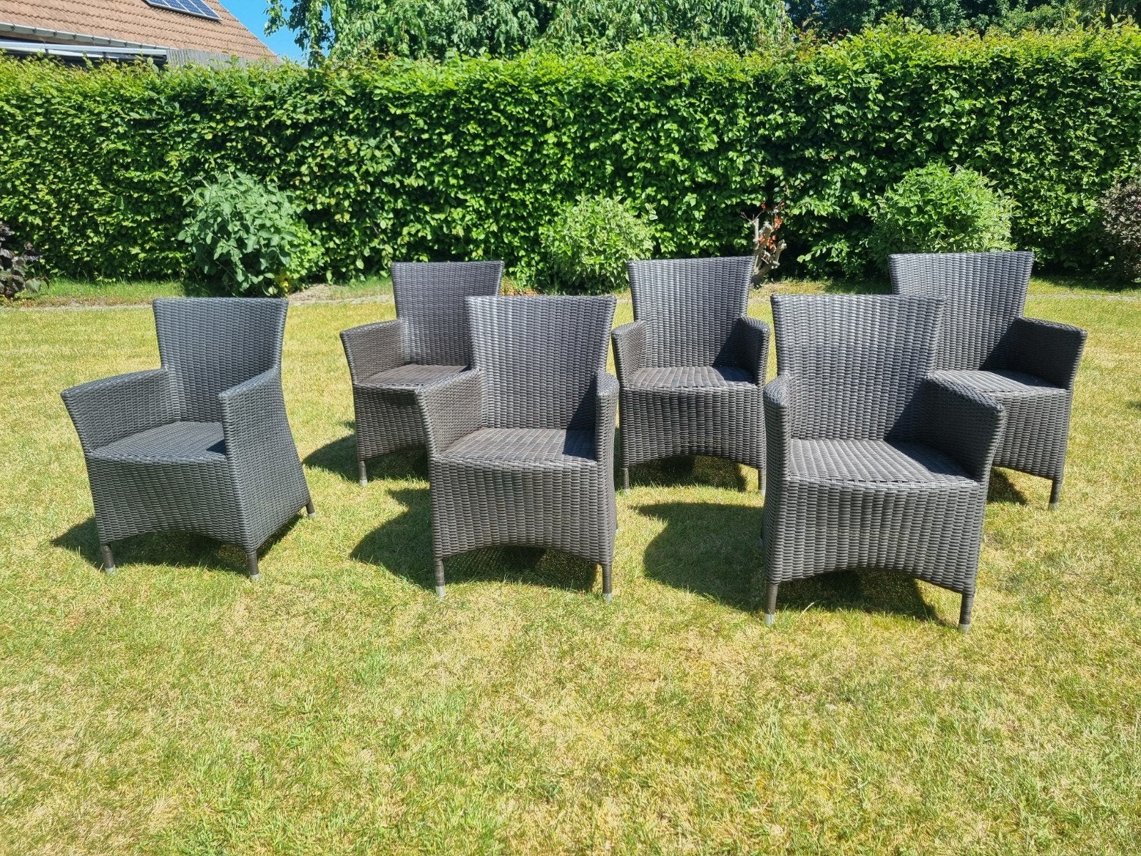 6 chaises en osier avec coussins neufs beiges, Enlèvement, Osier