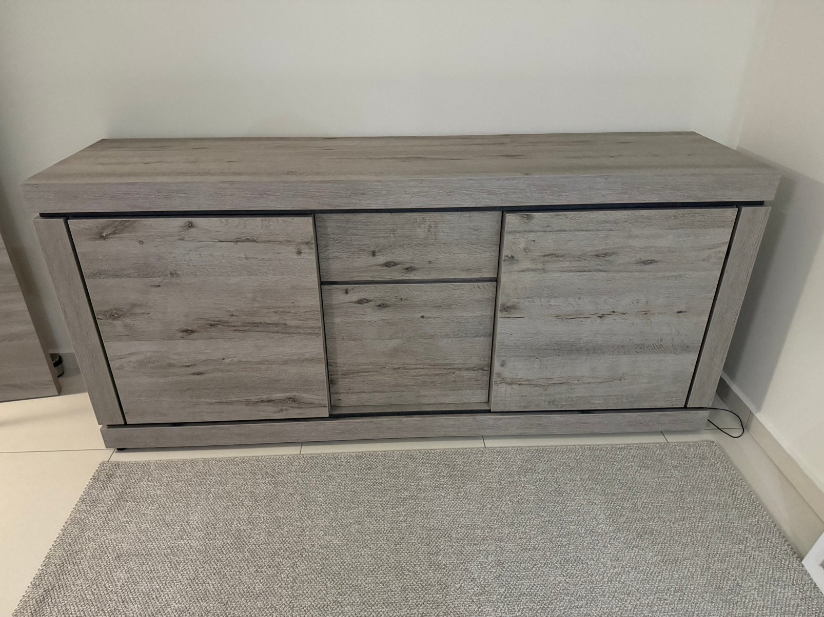 meubelset voor de living in grijs hout met ledverlichting, Enlèvement, Comme neuf