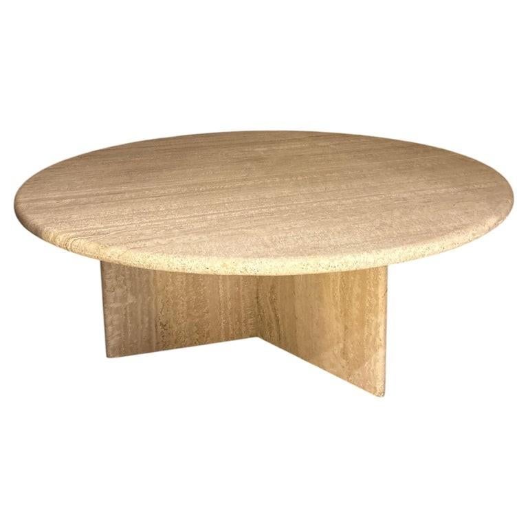 Table basse ronde en travertin, Italy, 1970s, Maison & Meubles, Tables | Tables de salon, Enlèvement, Rond