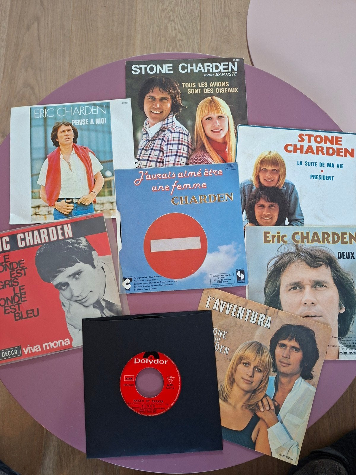 Vinyl - lot van 8 singles Stone Charden, verzorgd vinyl., Gebruikt, Overige genres, 7 inch, Single