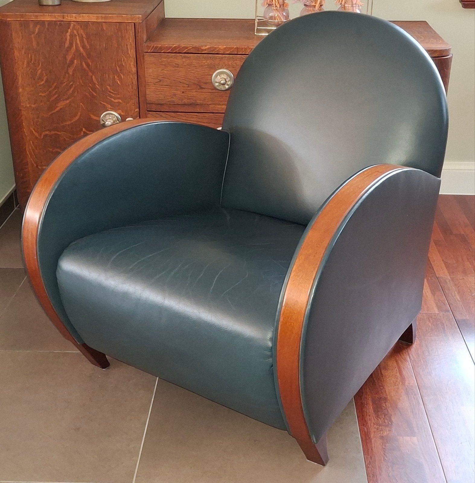 Mooie Art Deco zetel in leder, Maison & Meubles, Enlèvement