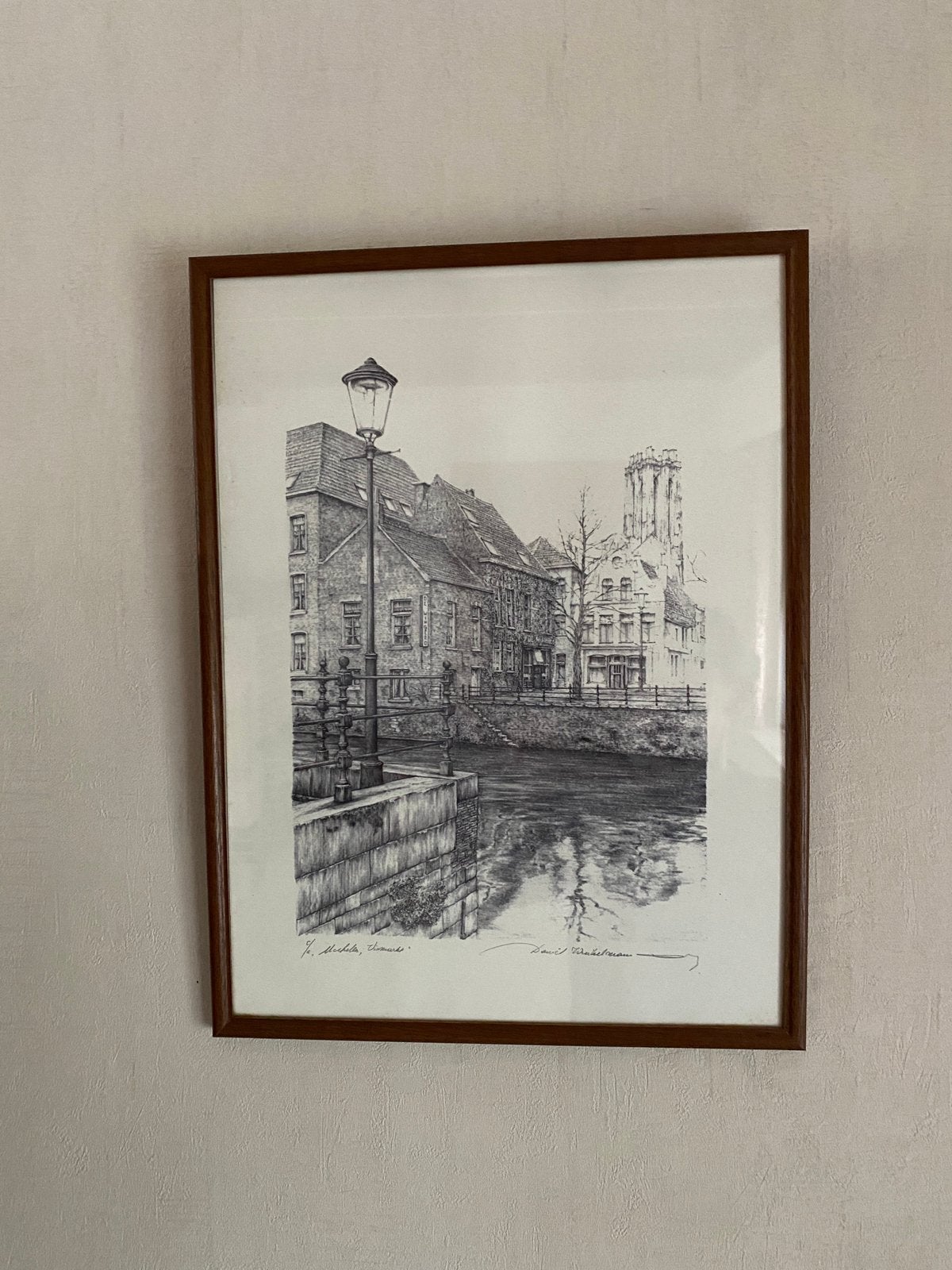 Pentekening Vismarkt Mechelen, Antiek en Kunst, Kunst | Tekeningen en Fotografie, Ophalen