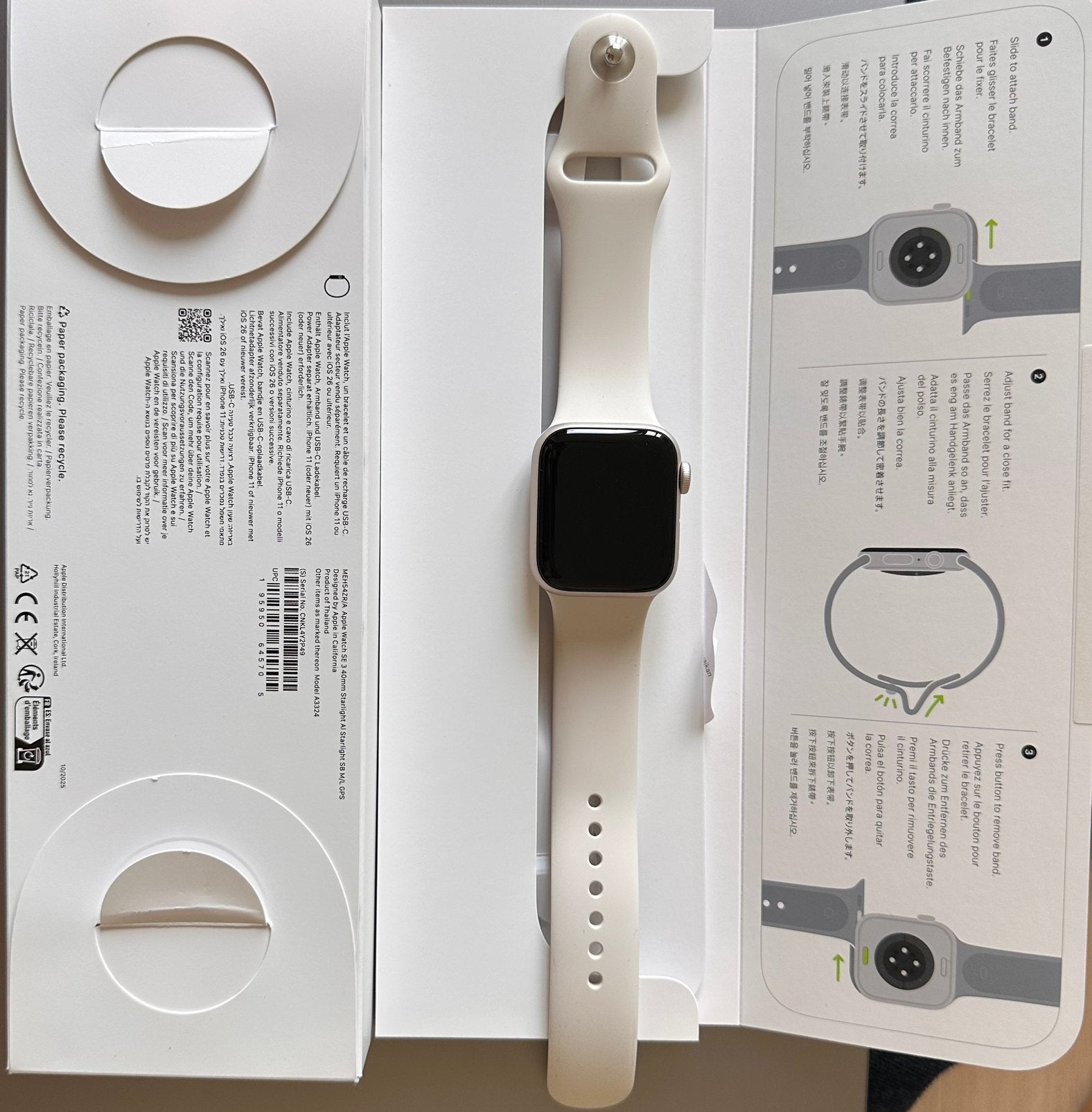 Apple watch SE 3 40 mm starlight AI SB M/L GPS, Enlèvement, GPS, Comme neuf
