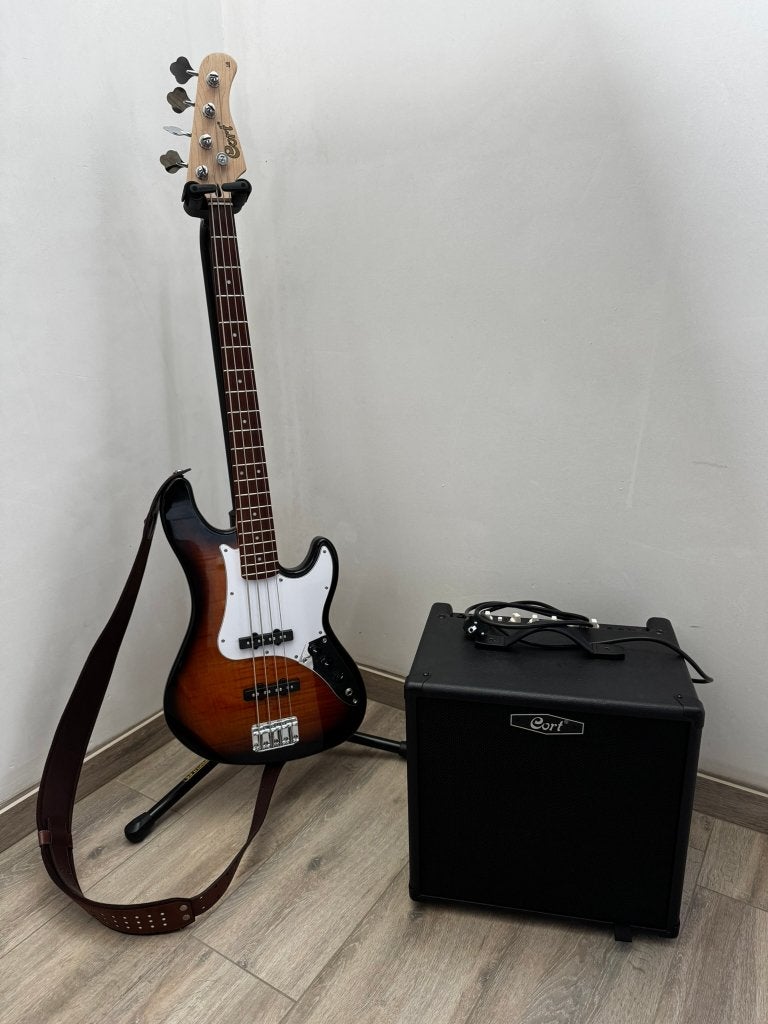 Guitare basse + ampli + housse, Musique & Instruments, Instruments à corde | Guitares | Basses, Comme neuf, Électrique, Enlèvement
