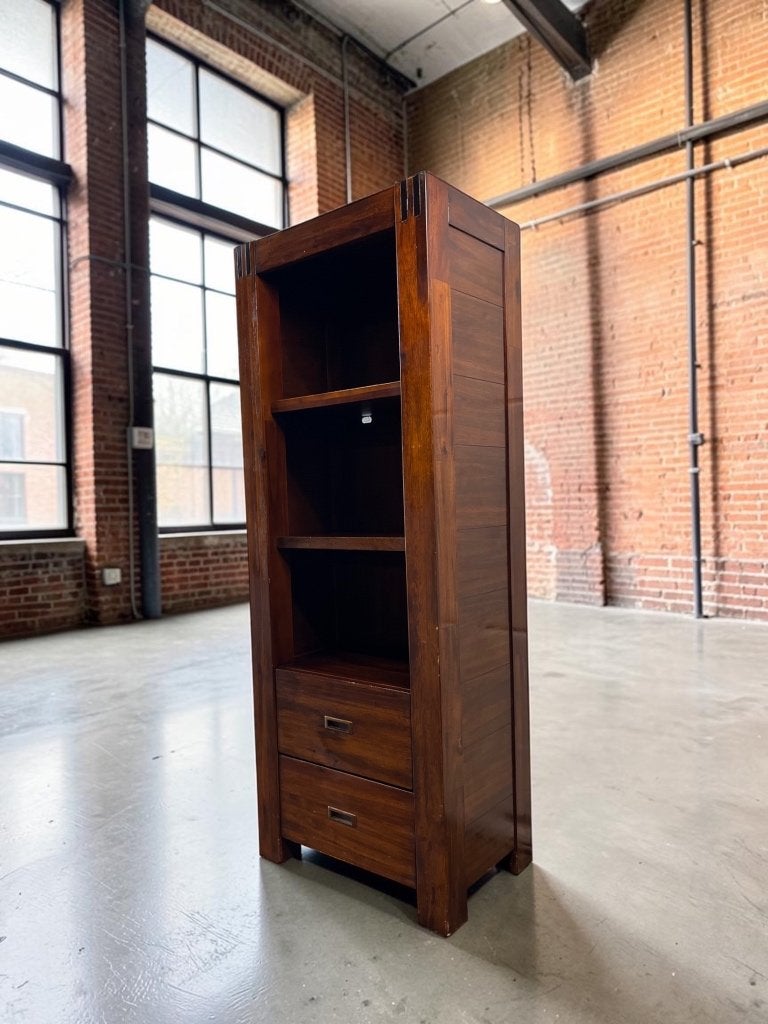 vintage houten smalle boekenkast / leggerkast / rek, Antiek en Kunst, Ophalen
