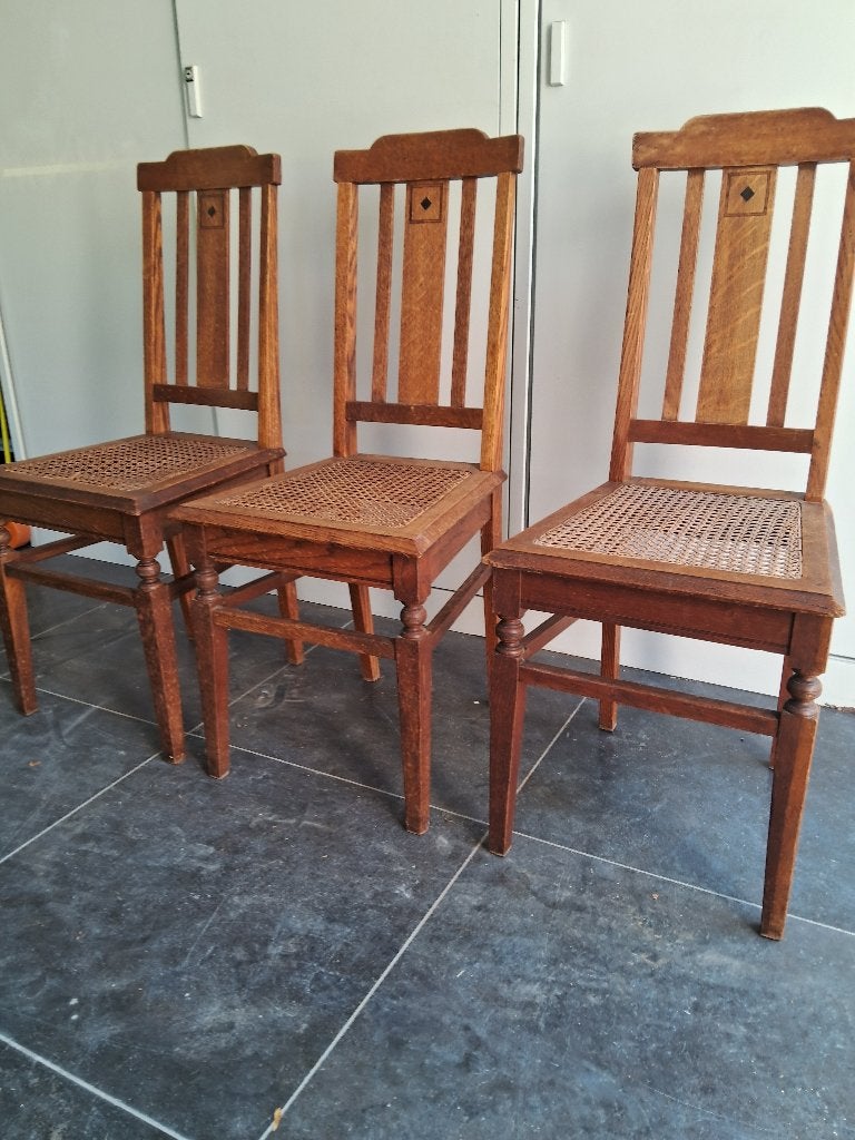 chaises rétro, Trois, Brun, Enlèvement, Utilisé