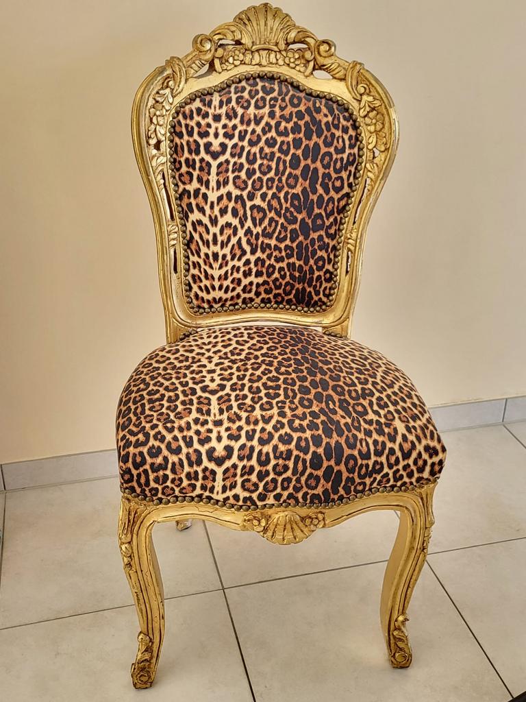 Chaise style baroque dorée – tissu léopard, Enlèvement