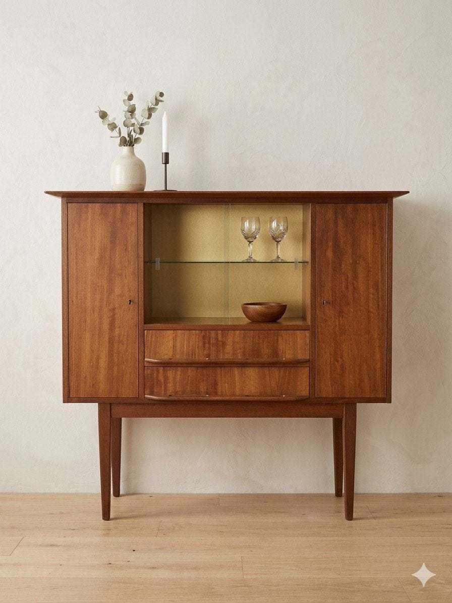 Vintage mid century highboard | barkast, Huis en Inrichting, Ophalen
