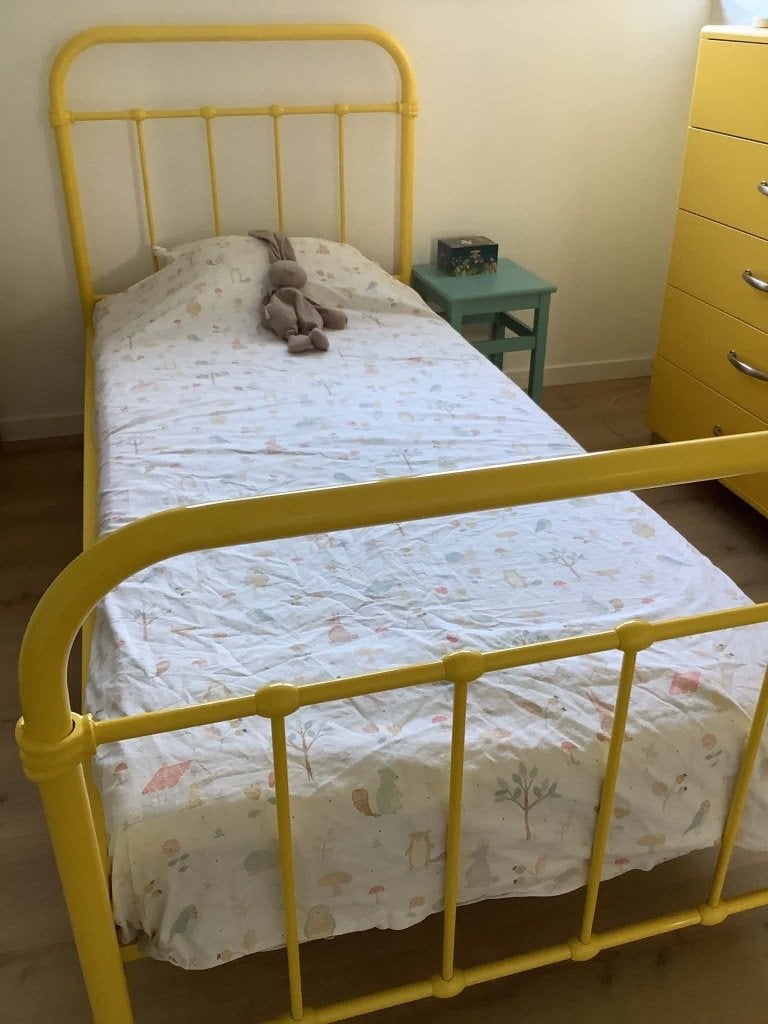 1-persoonsbed, Ophalen, 85 tot 100 cm, Zo goed als nieuw, Lattenbodem