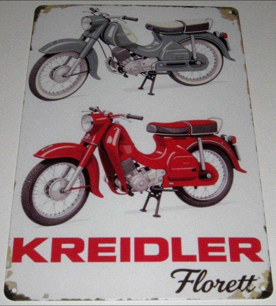 KREIDLER : Metalen Bord Oldtimer Brommer - Kreidler Florett, Collections, Marques & Objets publicitaires, Neuf, Panneau publicitaire