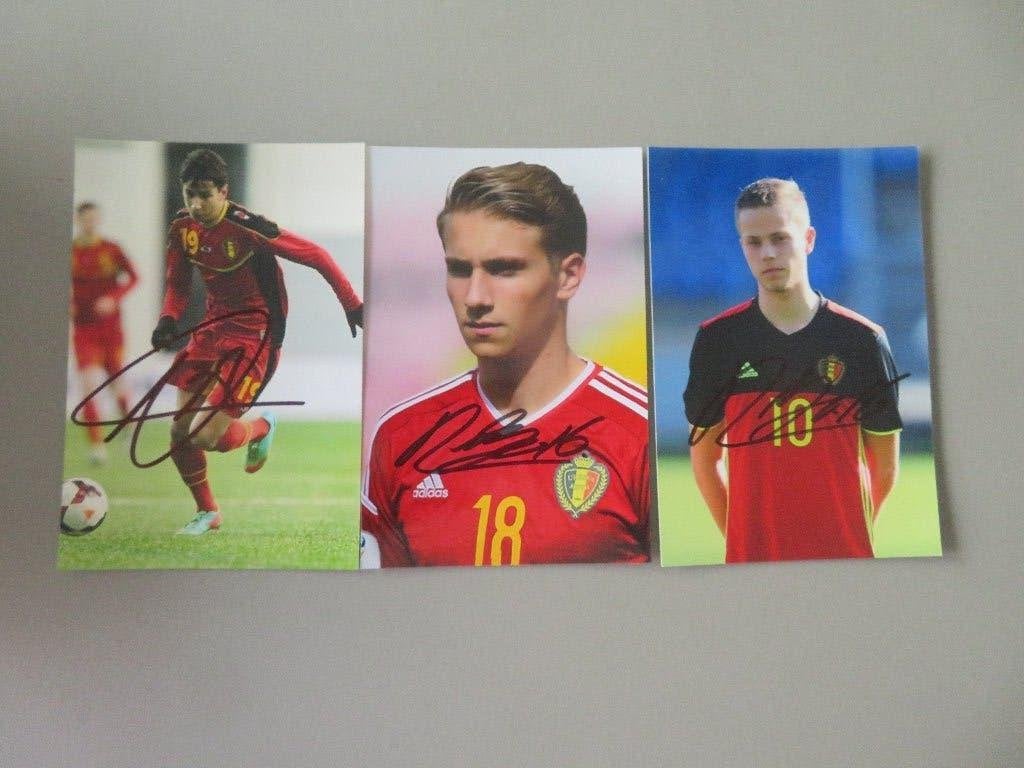 3 foto Belgie U19 Matthias Verreth Dante Rigo Ismail Azzaoui, Ophalen of Verzenden, Zo goed als nieuw, Poster, Plaatje of Sticker