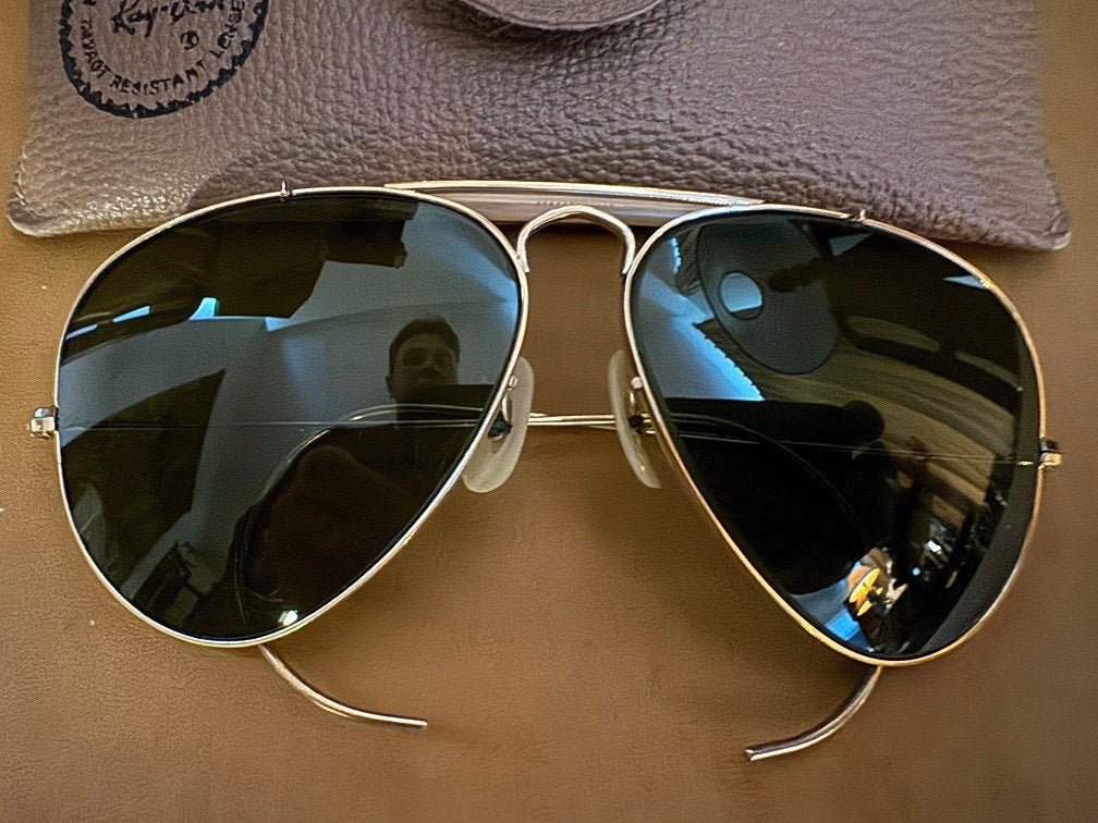 Vintage B&L Ray-Ban Aviator Outdoorsman 58mm zonnebril O12, Enlèvement ou Envoi, Autres couleurs, Utilisé, Ray-Ban