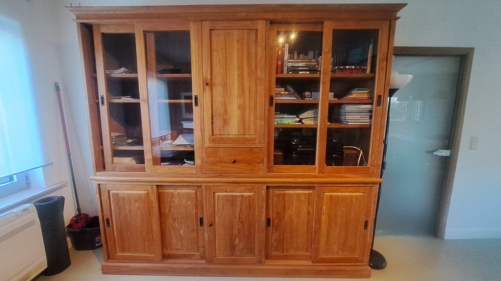 vitrine en teck, Maison & Meubles, Teck, 200 cm ou plus, Comme neuf, Landelijk