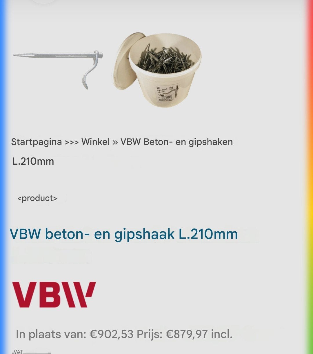 beton en gipshaken, Doe-het-zelf en Bouw, IJzerwaren en Bevestigingsmiddelen, Ophalen of Verzenden, Nieuw, 100 tot 250 mm, Overige typen
