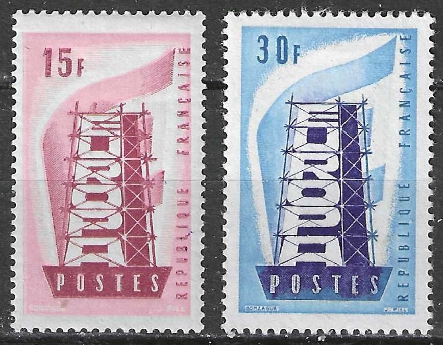 Frankrijk 1956 - Yvert 1076-1077 - 1e EUROPA zegels (PF), Verzenden, Postfris