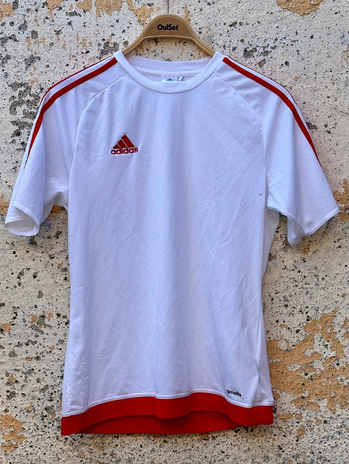 Adidas Climalite T-shirt – maat M – wit/rood, Fitness, Maat 48/50 (M), Ophalen of Verzenden, Zo goed als nieuw