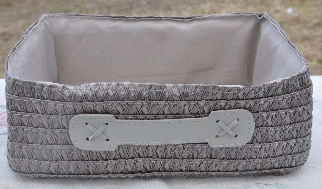 corbeille pour usage divers en imitation raphia et tissu, Overige materialen, Gebruikt, Gevlochten, Mand