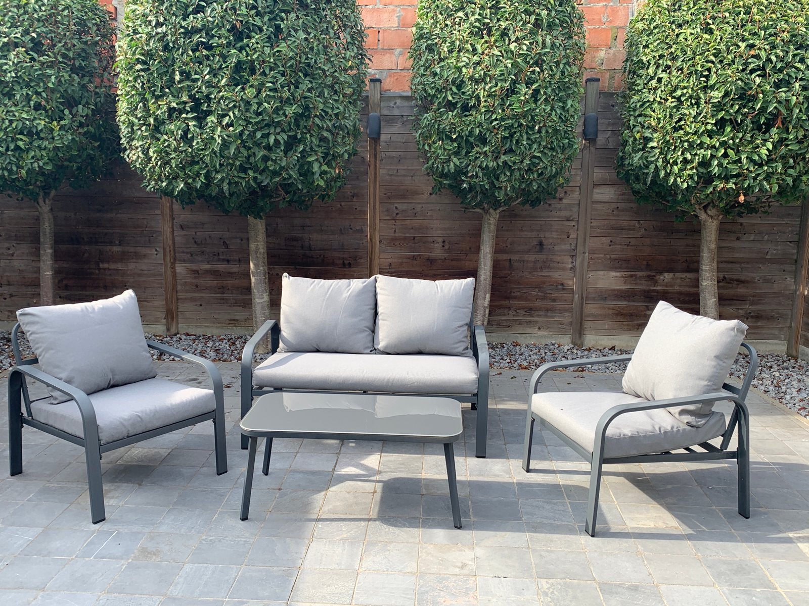Moderne 4-delige aluminium loungeset, Ophalen, Aluminium, Zo goed als nieuw, Loungeset
