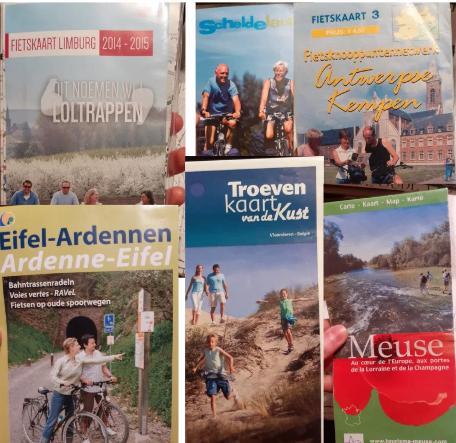 kaarten en infoboekjes fiets/wandelroutes (vooral België), Boeken, Atlassen en Landkaarten, Zo goed als nieuw, Landkaart, België