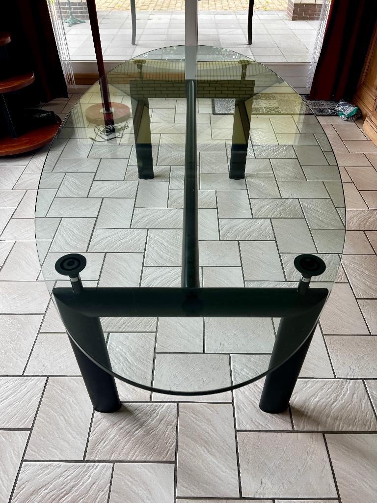Table salle à manger design, 150 à 200 cm, Cinq personnes ou plus, Verre, Vintage