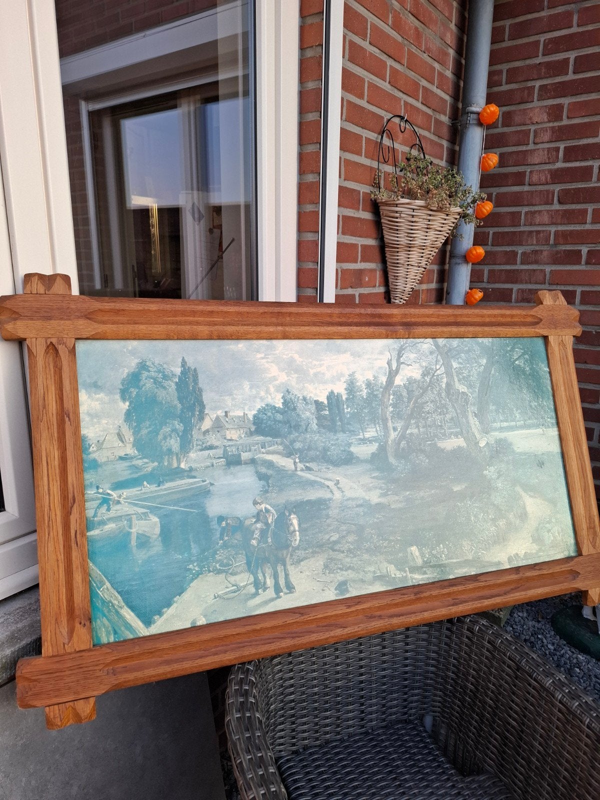 Te koop groot vintage schilderij, Antiek en Kunst, Antiek | Spiegels, 100 tot 150 cm, Minder dan 100 cm, Rechthoekig, Ophalen