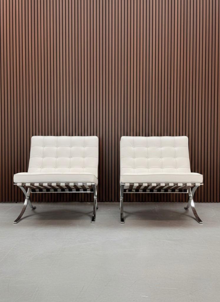 Knoll Barcelona chair - Bianco premium leder (wit), Ophalen of Verzenden