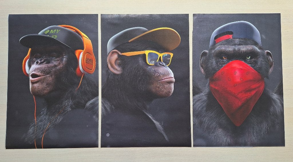 canvas poster set Horen Zien Zwijgen, Ophalen, Zo goed als nieuw