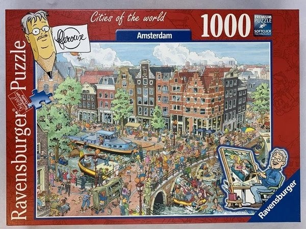 Ravensburger Puzzel Fleroux Amsterdam 1000 Cities of World, Verzenden, 500 t/m 1500 stukjes, Zo goed als nieuw, Legpuzzel