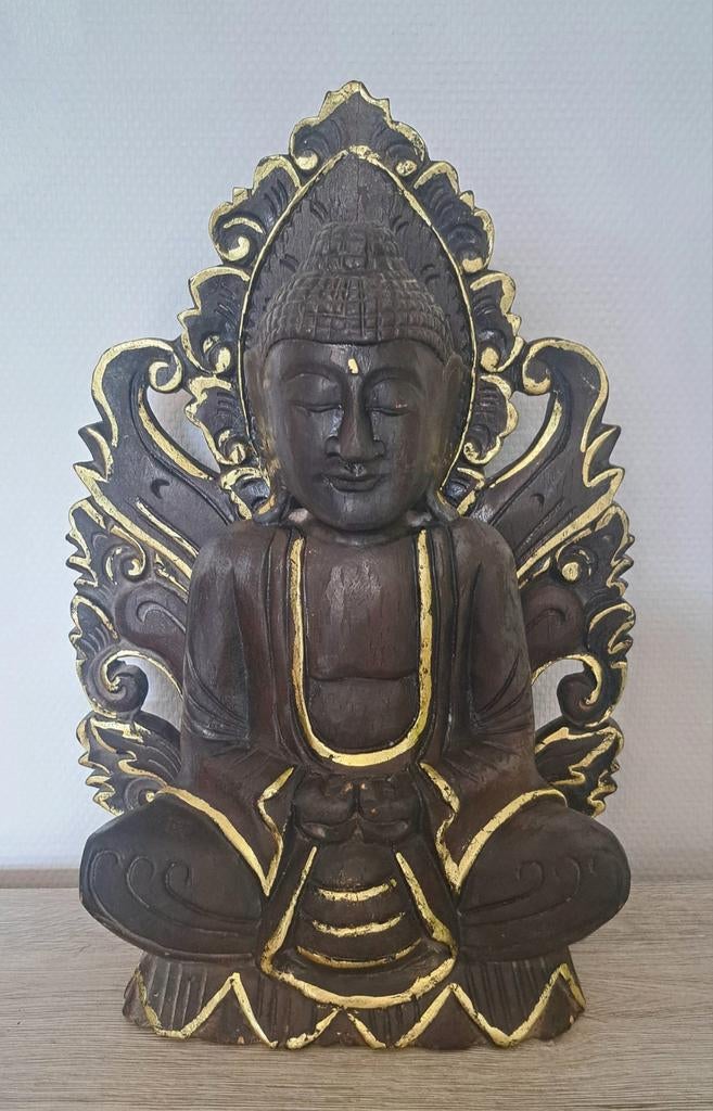 Boeddhabeeld houtsnijwerk Indonesië, Ophalen of Verzenden