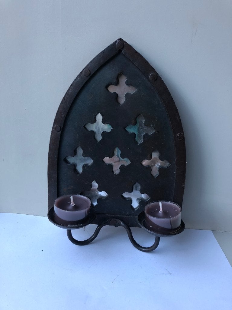 Brocante smeedijzeren Indisch ornament met spiegeltjes, Enlèvement ou Envoi