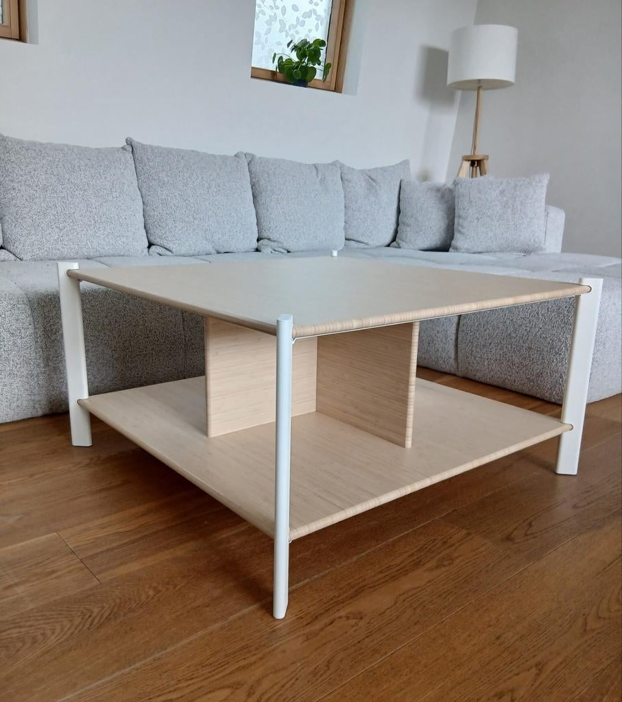 Ikea Jättesta salontafel 80x80 cm wit/bamboe, Enlèvement