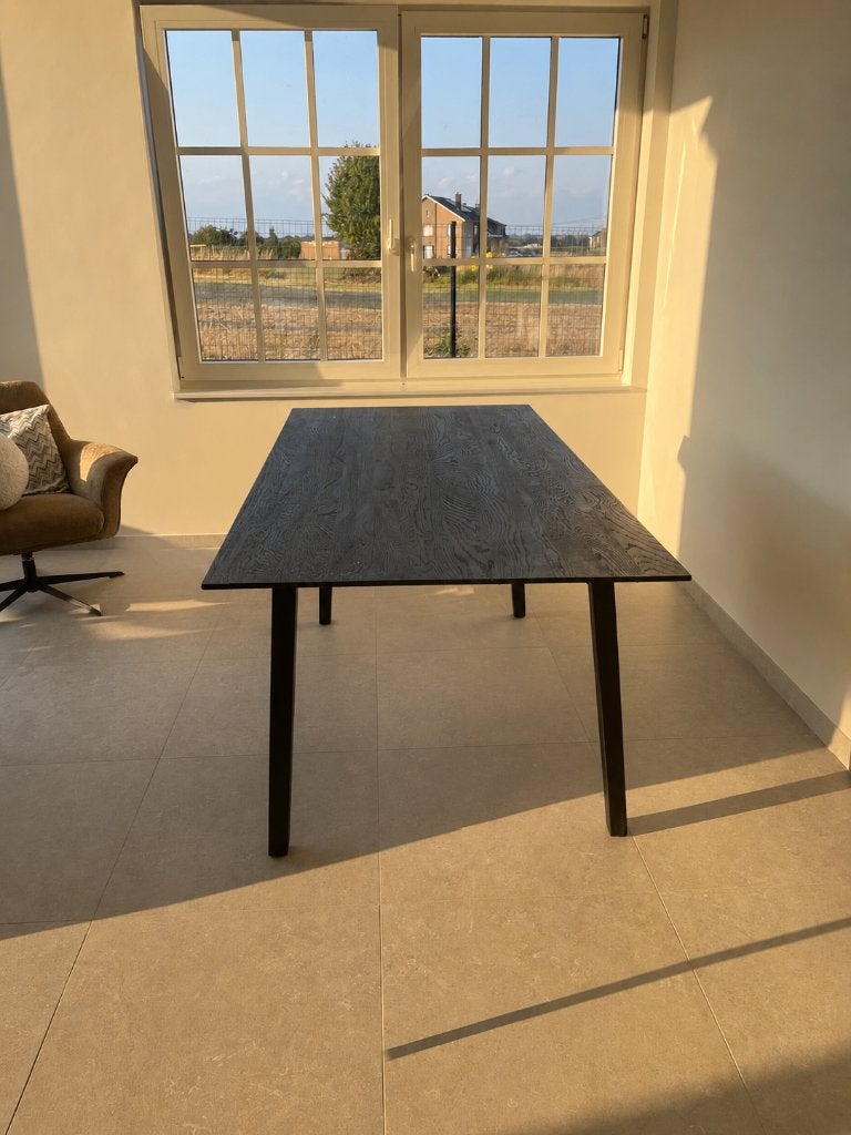 Eettafel zwart, 150 à 200 cm, Cinq personnes ou plus, Comme neuf, Enlèvement