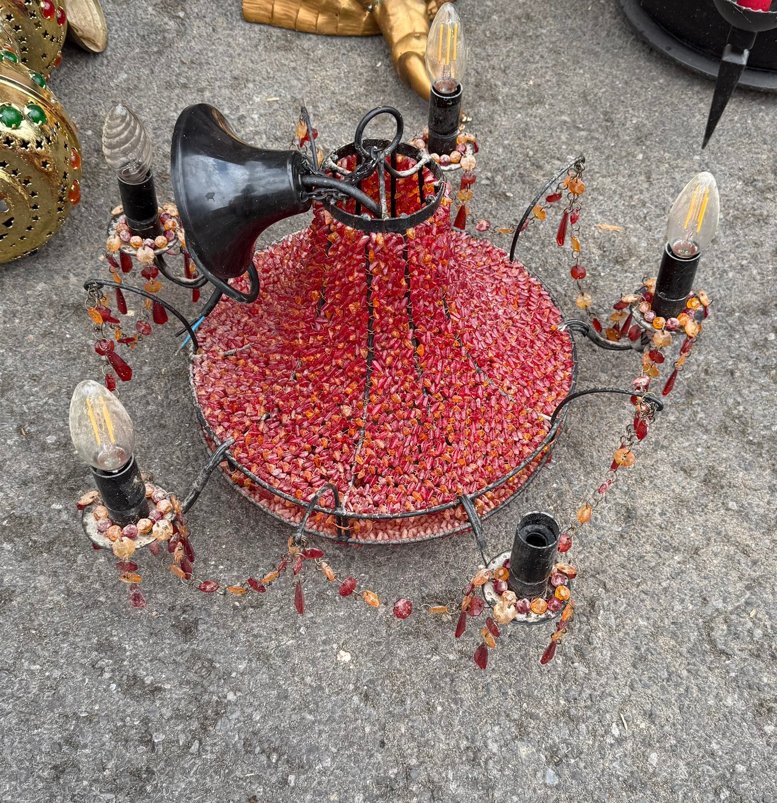 Lampe décorative vintage rouge – pièce originale, Enlèvement, Autres matériaux