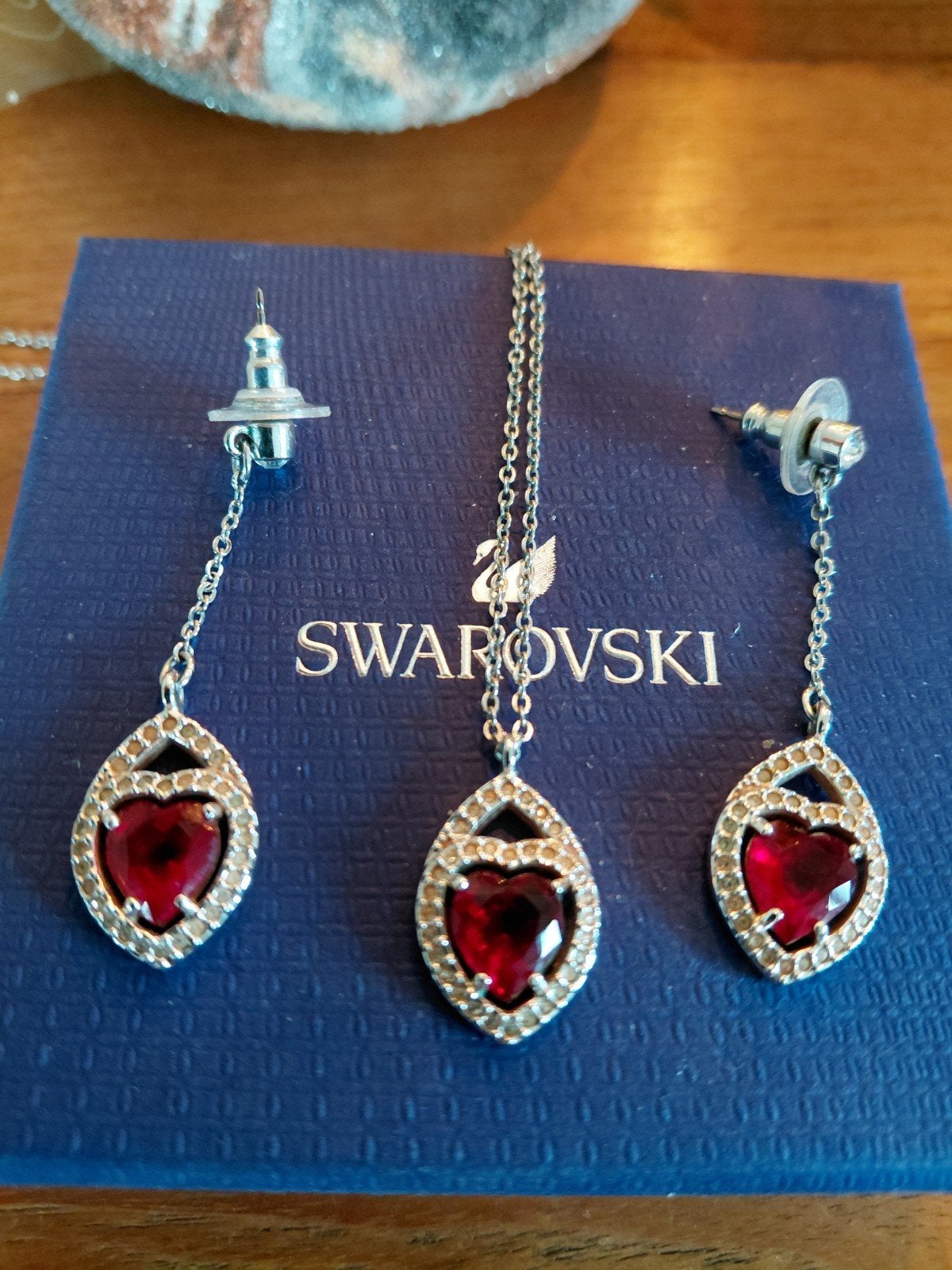 Swarovski oorbellen en halsketting, Ophalen of Verzenden