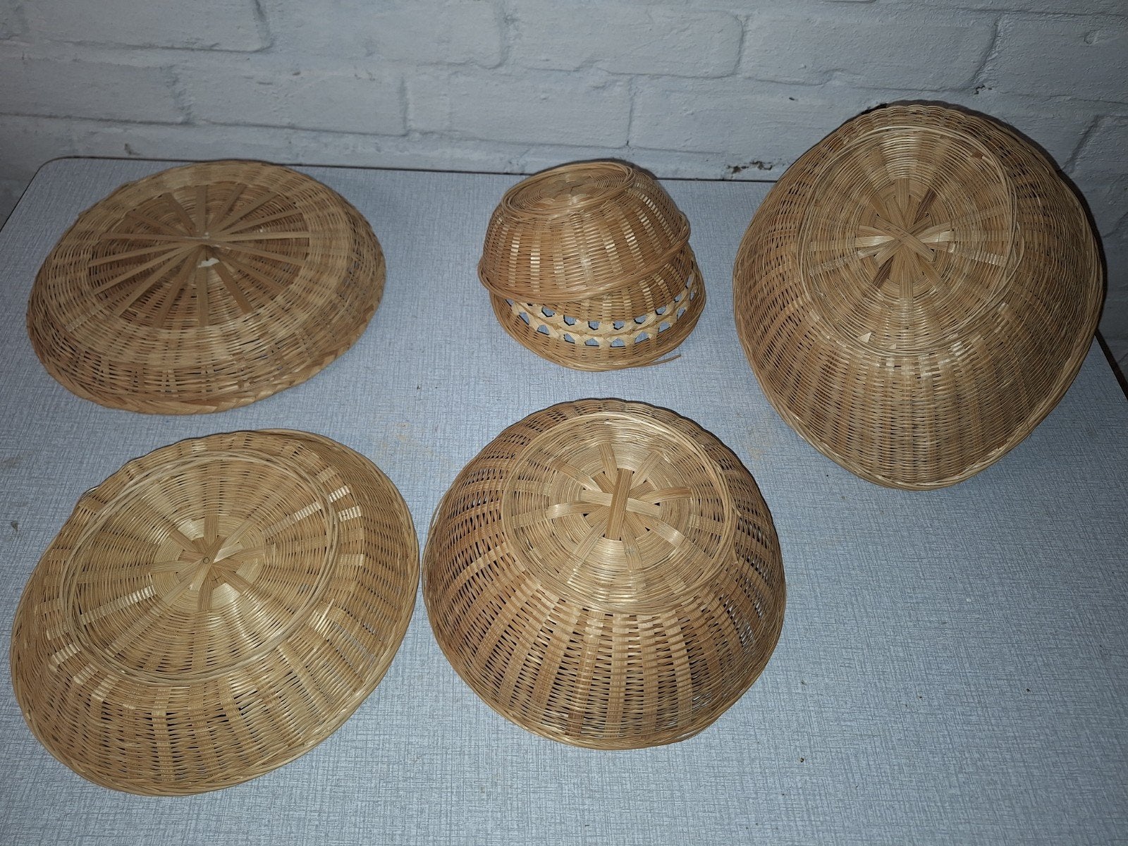Chinese rieten mandjes, Ophalen, Gevlochten, Schaal, Rond