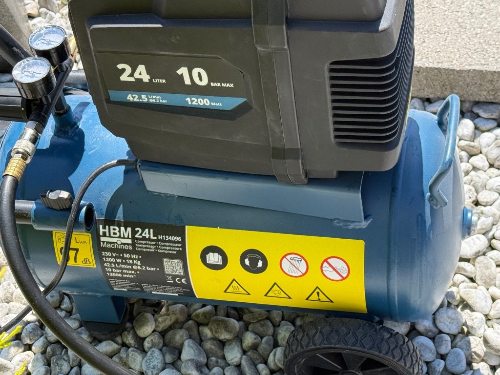 HBM Olievrije Compressor – in goede staat, Moins de 25 litres, Moins de 200 litres/min, Comme neuf, Enlèvement