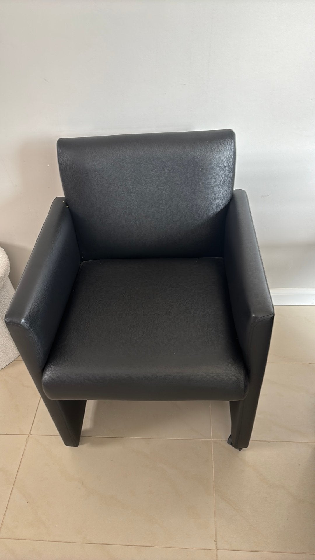 Set van 6 zwarte leren/lederlook fauteuils, Huis en Inrichting, Ophalen, Eenpersoons, Minder dan 75 cm, Leer