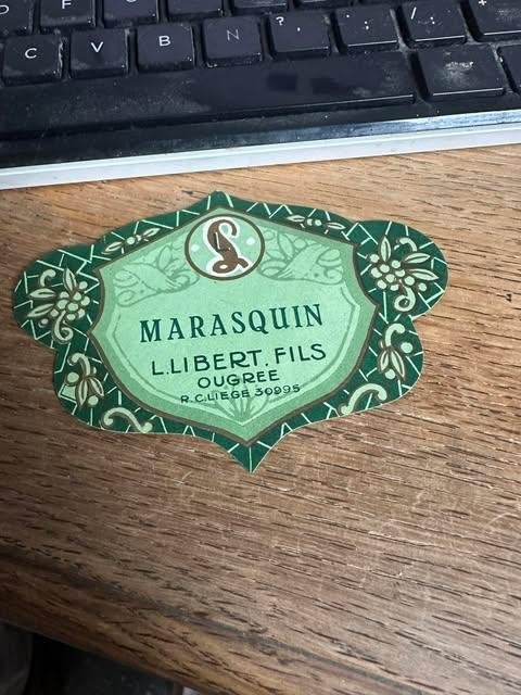 etiket label marasquin L. Libert fils Ougrée, Ophalen of Verzenden