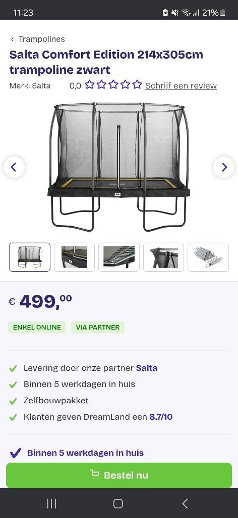 Salta trampoline, Ophalen, Gebruikt