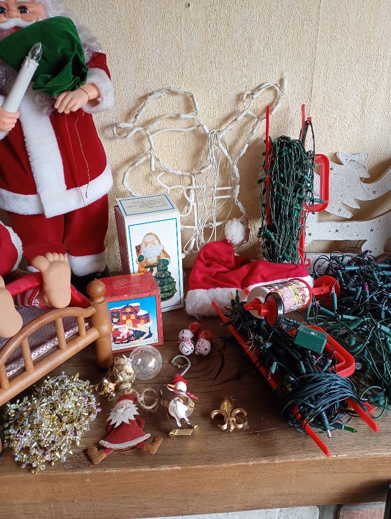 Groot lot kerst decoratie kerstboom verlichting kerstmannen, Ophalen, Zo goed als nieuw