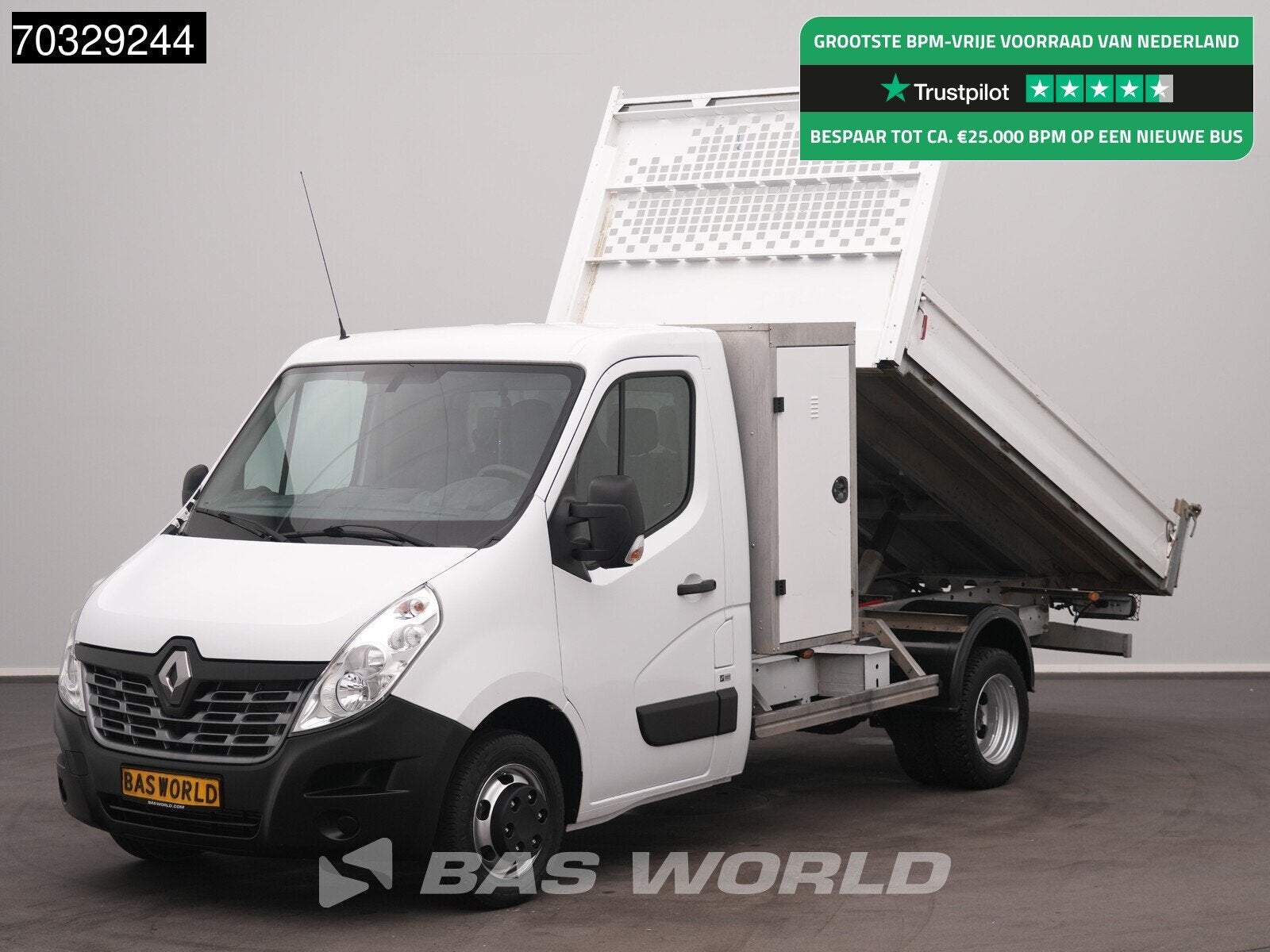 Renault Master 130PK Kipper met Kist Dubbellucht 3,5t Trekha, Stof, Gebruikt, Euro 6, 4 cilinders