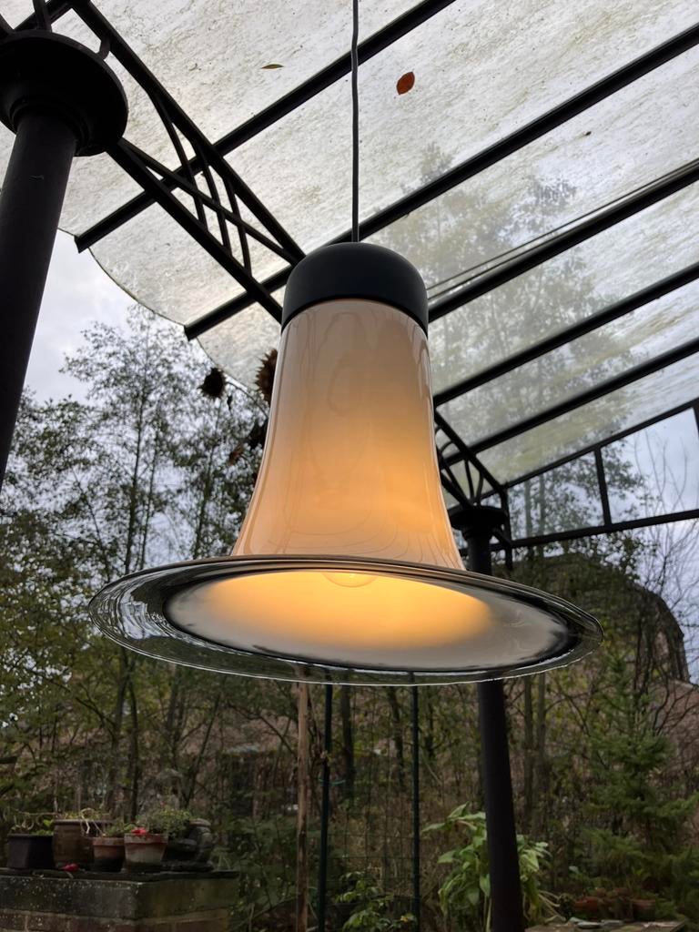 Vintage hanglamp Peill & Putzler, Huis en Inrichting, Lampen | Hanglampen, Ophalen, Zo goed als nieuw, Glas, Minder dan 50 cm